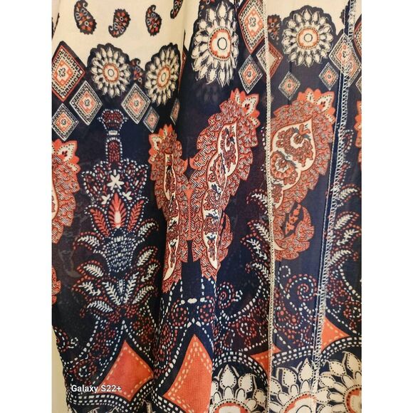C25 Rue21 Butterfly paisley fringed Orange And Blue kimono - Picture 2 of 10